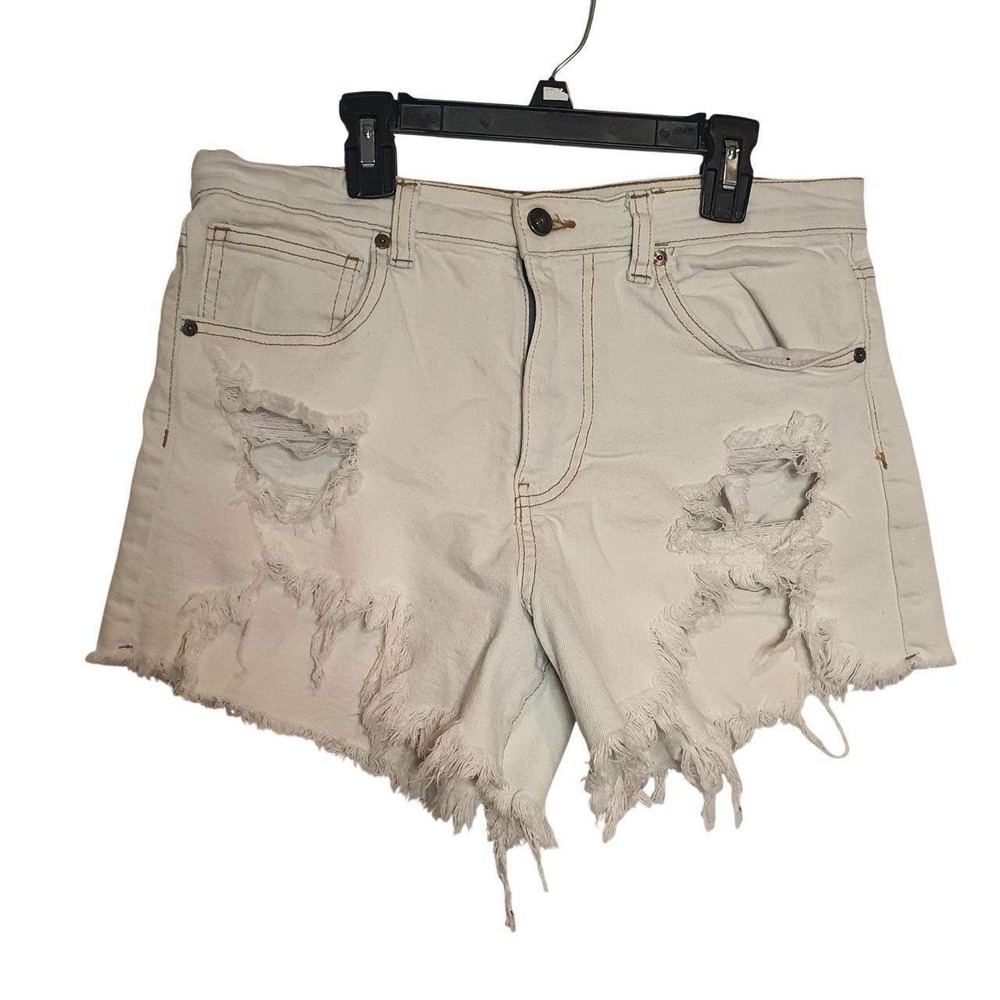 Kendall + Kylie Womens The Icon Short White Distressed Denim Cut Offs Size 11/30